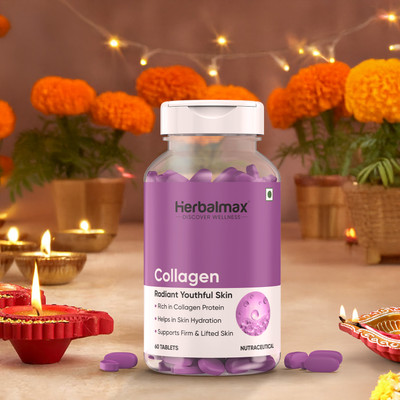 Herbal max Collagen For Radiant & Youthful Skin, Hair, Joints & Nails | Plant Based, 800mg(60 Tablets)