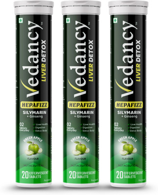 vedancy HepaFizz Advanced Liver Detox | High-Potency Milk Thistle Silymarin |(3 x 20 Tablets)