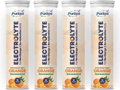 puriteo ELECTROLYTE EFFERVESCENT TABLET ORANGE 04(4 x 15 Tablets)
