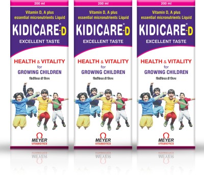 Kidicare D Multivitamin Syrup With Vitamin D For Children Upto 12 Years(3 x 200 ml)