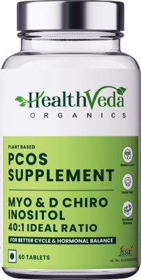 Health Veda Organics PCOS Multivitamin Supplement with Myo-Inositol, Caronositol, Folate, Chromium(60 Tablets)