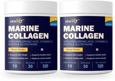 Sea life MARINE COLLAGEN WITH HYALURONIC ACID VITAMIN C,BIOTIN & GLUTATHIONE (MANGO ) P-2(2 x 300 g)