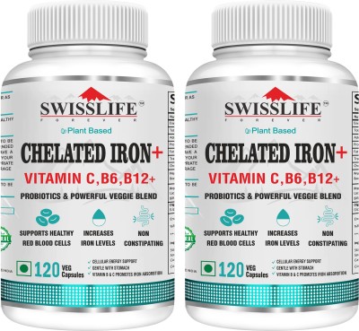 SWISSLIFE FOREVER Combo Pack Of Chelated Iron Folic acid with Vitamin C Veg Capsules(2 x 120 Capsules)