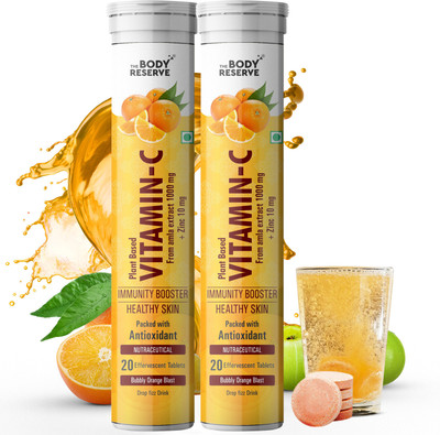 THE BODY RESERVE Vitamin C Orange Flavour Antioxidants & Energy Boost Effervescent Tablets(2 x 20 Tablets)