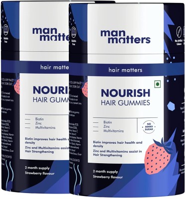 Man Matters 5000 mcg Biotin Gummies | 4 Months Pack | Vitamin A, C,E | Reduces Hair Fall(2 x 60 No)