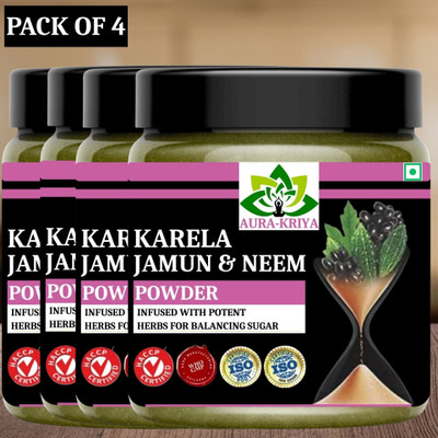 Aura Kriya Natural Neem Karela Jamun Powder - Maintain Blood Sugar Levels/Neem Karela Jamun(4 x 100 g)