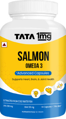 TATA 1mg Salmon Omega 3 Fish Oil with EPA (180mg) & DHA (120mg)(90 Capsules)