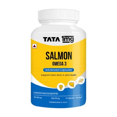 TATA 1mg Salmon Omega 3 Fish Oil with EPA (180mg) & DHA (120mg)(90 Capsules)