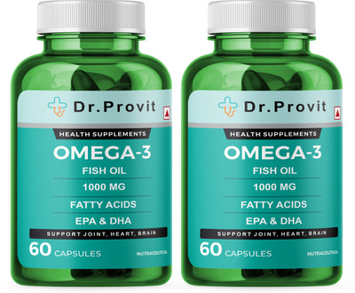 Dr.Provit Omega 3 Fish Oil Capsules 1000mg for Brain, Heart & Joint Health(2 x 60 Capsules)