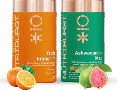 Nutriburst Immunity & Stress Relief Bundle-Triple Immunity Gummies & Ashwagandha Max(2 x 60 No)