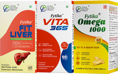 FYTIKA HEALTHCARE PRODUCTS Fit Liver + Vita 365 + mega 1000 - Combo Pack(3 x 60 Tablets)