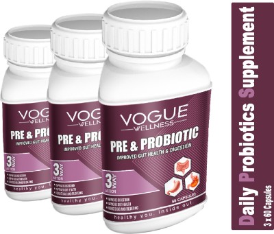 Vogue Prebiotics, Probiotics Capsules For Men, Women For Better Immunity And Digestion(3 x 60 Capsules)