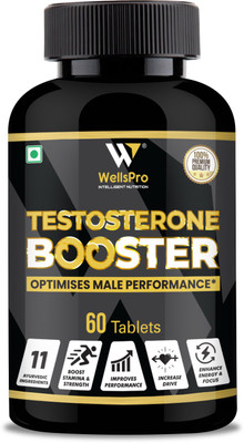 WellsPro Testosterone Booster for Men for Vitality, Stamina & Strength with 11 herbs(60 Tablets)