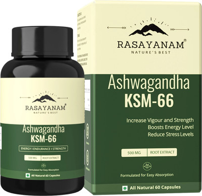 Rasayanam Ashwagandha KSM-66 |Support Strength & Energy| Stress Relief(60 No)