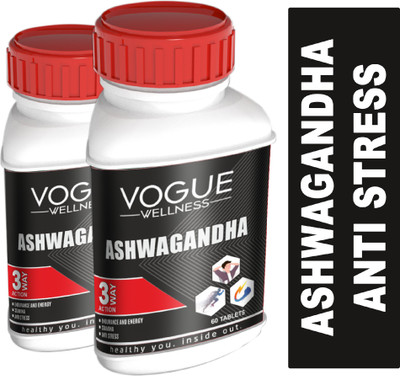 Vogue Ashwagandha tablets for Strength Stamina Energy and Endurance tablets(2 x 60 Tablets)