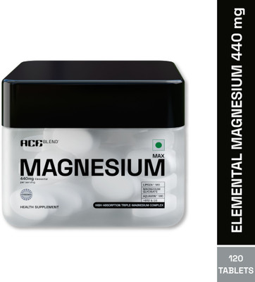 Ace Blend Max Magnesium 1600 mg (440 mg Elemental Magnesium)(2 x 60 Tablets)