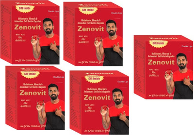DOUBLE LIPS Zenovit Multivitamins, Minerals & Antioxidant Capsules Pack of 5(5 x 10 Capsules)