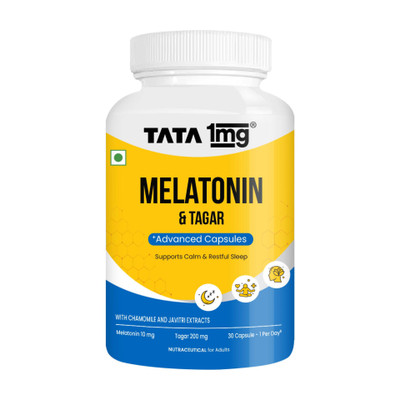 TATA 1mg Melatonin 10 mg Vegetarian Capsule For Calm & Restful(30 Capsules)