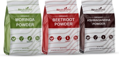 Neutraleaf Super Trio | Moringa , Beetroot , Ashwagandha | Organic Powders | Multi Nutrient(3 x 200 g)