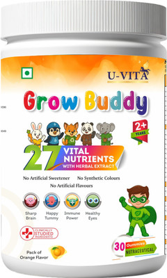 U VITA Grow Buddy Multivitamin Gummies for Kids (2+ Years) | Orange | 30 Gummies(30 No)