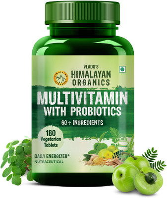 Vlado's Himalayan Organics Multivitamin for men & women with 45 ingredients - 180 Tablets - with Probiotics(180 Tablets)