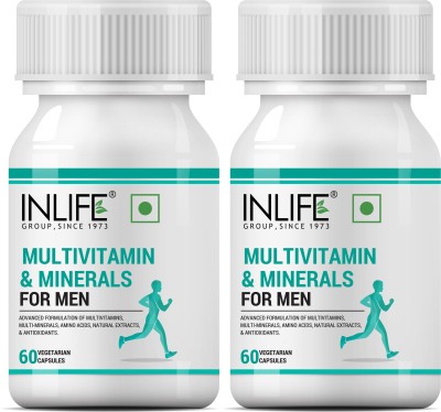 INLIFE Multivitamins & Minerals Amino Acids Antioxidants for Men-60 Veg Capsules(2Pack)(2 x 60 Capsules)