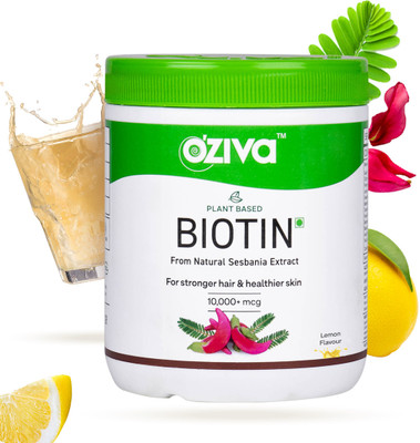 OZiva Plant Based Biotin 10000+ mcg (Lemon, Sesbania) for Strong Hair & Healthy Skin