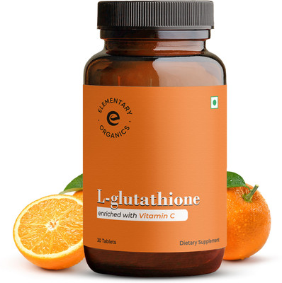 Elementary Organics L-Glutathione Supplement with Vitamin C for Youthful & Glowing Skin(30 Tablets)