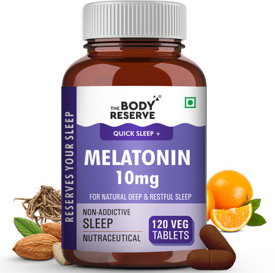 THE BODY RESERVE Melatonin 10mg (120) Tablets for Natural Deep Sleep, Muscle & Nerve Relaxation.(120 Tablets)