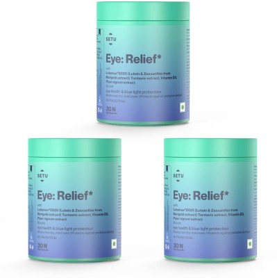Setu Eye: Relief, Lutein Zeaxanthin Veg Vit D3 Curcumin, 30 Tabs Pack of 3(3 x 30 Capsules)