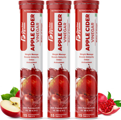 DOCTORFIT Apple Cider Vinegar With Mother For Weight Loss Effervescent Tablet Vinegar(3 x 15 No)