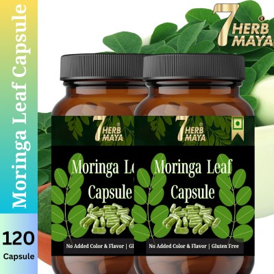 7Herbmaya Organic Moringa Leaf Capsules | Moringa Tablets/Moringa Capsule for Healthy Life(2 x 60 Capsules)