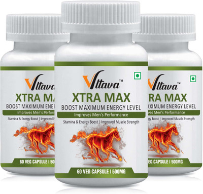 VLTAVA Xtra Max Natural Performance,Strength and Stamina Power Capsules for Men(3 x 60 Capsules)