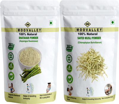 Moovalley Shatavari Powder & Safed Musli Powder - 75 G Each (Super Saver Combo Pack)(2 x 75 g)