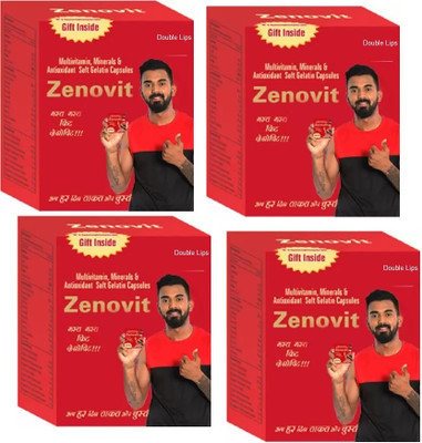 DOUBLE LIPS Zenovit Multivitamins, Minerals & Antioxidant Capsules Pack of 4(4 x 10 Capsules)