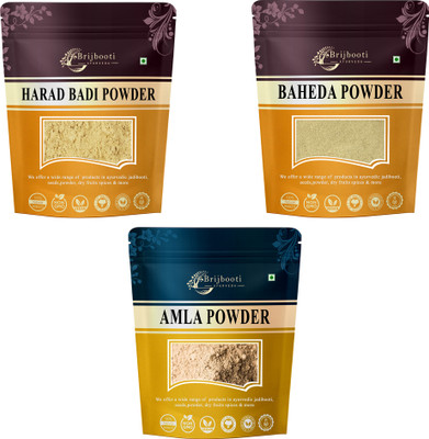 BrijBooti Organic & Natural - Amla - Baheda - Harad combo - Powder (100 Gr Each)(3 x 100 g)