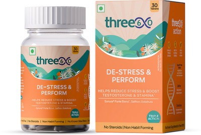 three60 De-Stress & Perform: Unlock Peak Performance with 5X Stamina(30 Tablets)