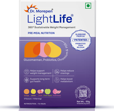 Dr. Morepen LightLife Pre-Meal Nutrition Mix |Control Appetite & Reduce Cravings|10 Sachets(50 g)