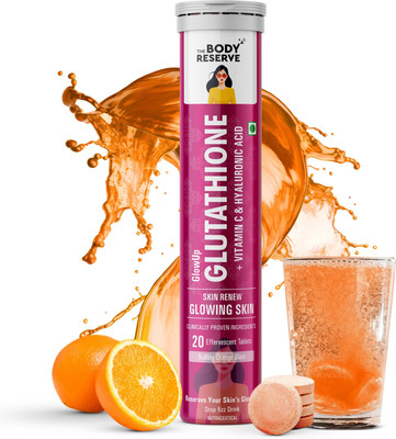 THE BODY RESERVE Glutathione Effervescent Tablet 500mg for Clear & Youthful Skin Detoxification.(20 No)
