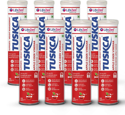 Lifezen Tuskca Apple Cider Vinegar Supports Weight Management - 15 Tablet Each(8 x 15 Tablets)