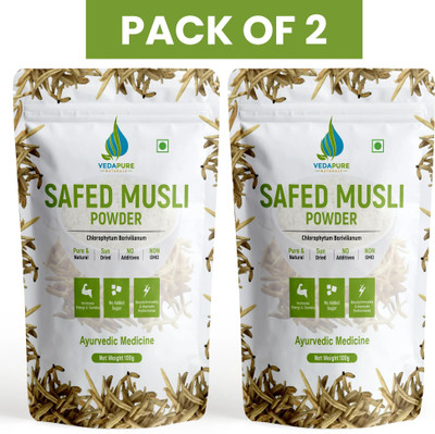 Vedapure Natural & Pure Safed Musli Powder Supports Vigor & Vitality(2 x 100 g)