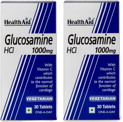 HealthAid Glucosamine HCL 1000 mg with Vitamin C for Joint Health & Flexibility-Pack of 2(2 x 30 Capsules)
