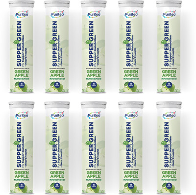 puriteo SUPPER GREEN EFFERVESCENT GREEN APPLE 10(10 x 15 Tablets)
