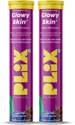The Plant Fix Plix Glowy Skin Tablets | 500mg L-Glutathione & Vitamin C | Pack Of 2, Grape.(2 x 15 Tablets)