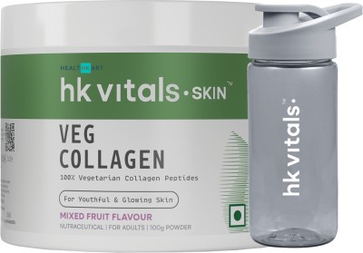 HEALTHKART HK Vitals Skin Radiance Veg Collagen Supplement, Mixed Fruit & Sipper(2 x 50 g)