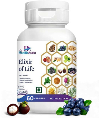 HEALTHAURIC Elixir of Life Ayurvedic Supplement | Heart Health & Cholesterol(60 Capsules)