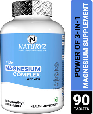 NATURYZ Triple Magnesium Complex Supplement With Zinc for Muscle Recovery & Better Sleep(90 Tablets)