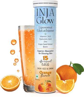 inja Glow Liposomal Glutathione + Vitamin C & E, 4x Effective - Orange Flavour(15 Tablets)