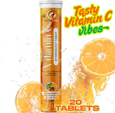 VITAL VIBE Vitamin C with Natural Amla Extract 1000mg for Skin Health Effervescent Tablets(20 Tablets)