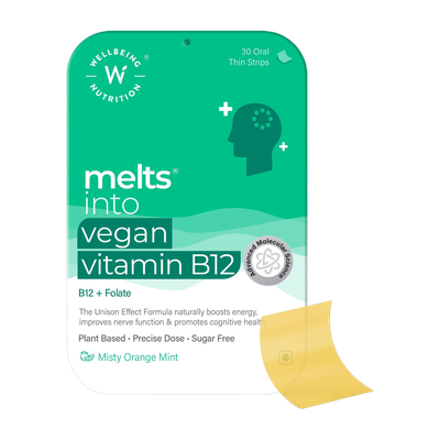 Wellbeing Nutrition Melts Vegan Vitamin B12(Methylcobalamin)1500mcg Brain,Heart&Nervous System Support(30 No)